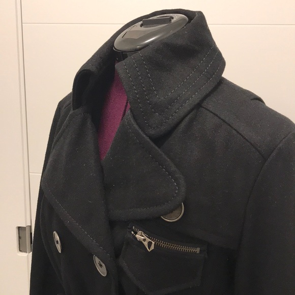 Spoom Wool Blend Military Style Pea Coat - Picture 3 of 8